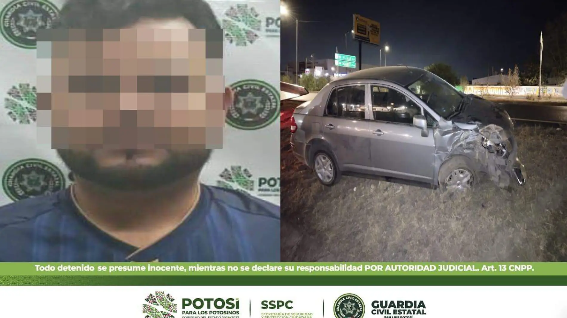 Causó lesiones en accidente